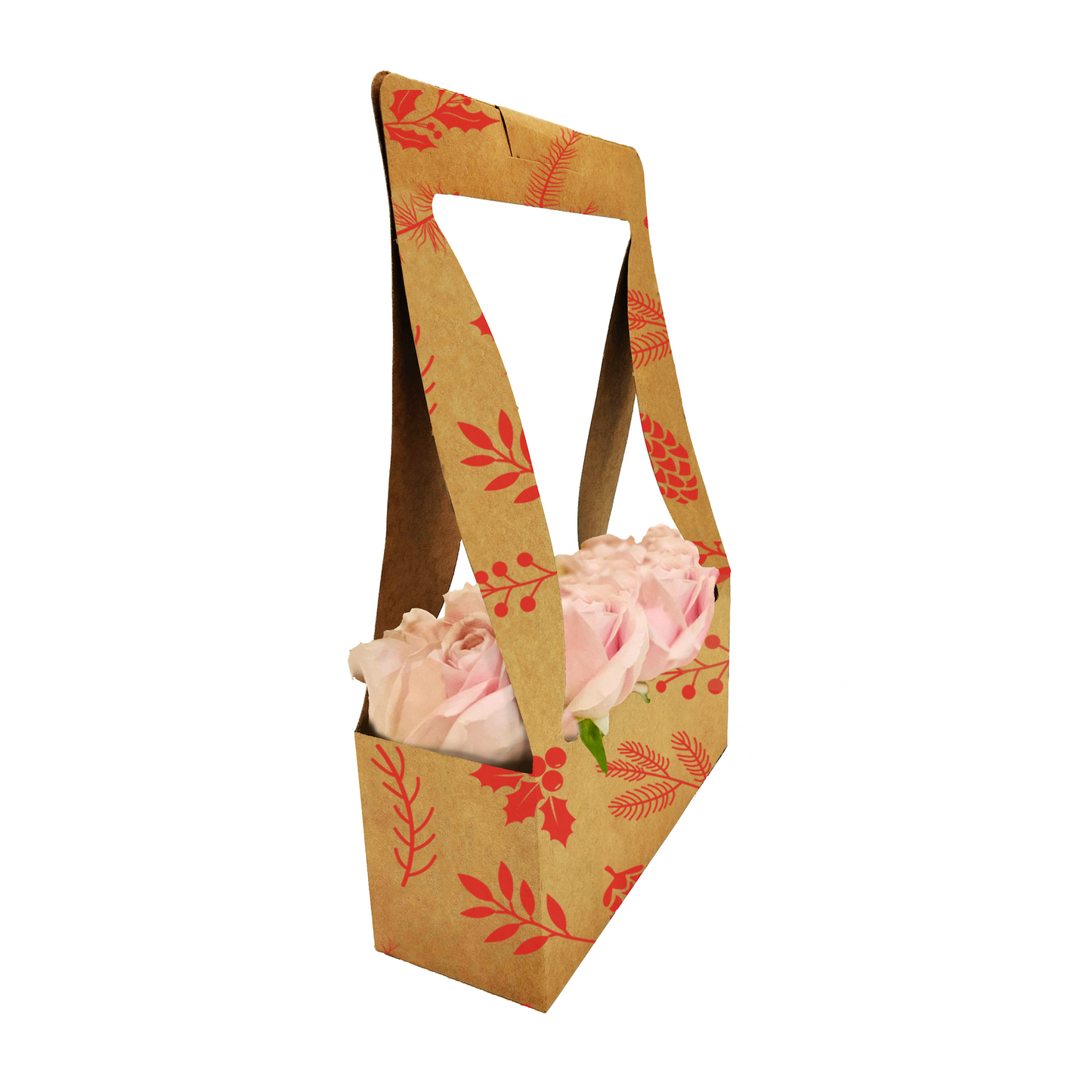 Blumenstrauß-Tragebox 1 – Tannenzapfenrot (20er-Pack)