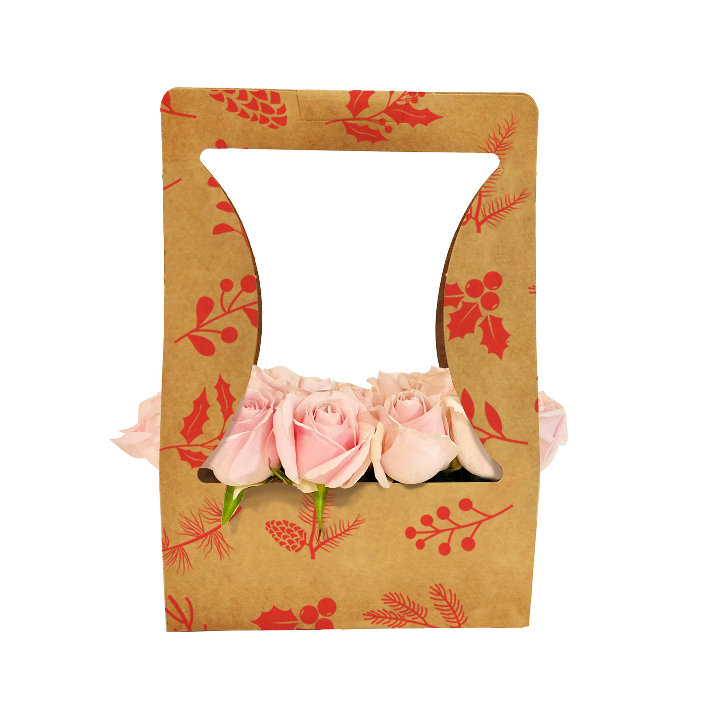 Blumenstrauß-Tragebox 1 – Tannenzapfenrot (20er-Pack)