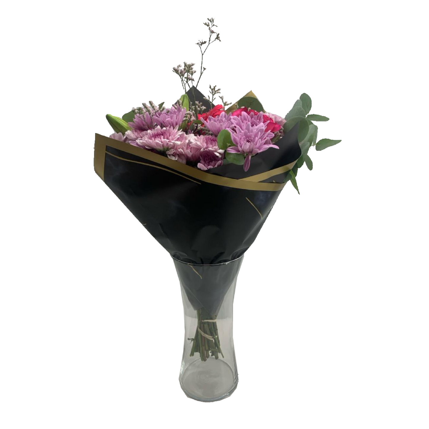 Cellophane Flower Wrap: Black & Gold Marble (Pack of 20)