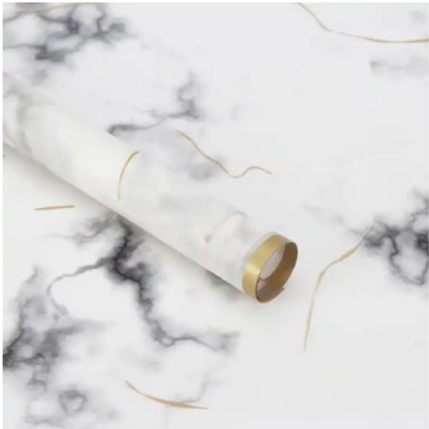 Emballage cellophane pour fleurs : Marbre blanc et doré (paquet de 20)