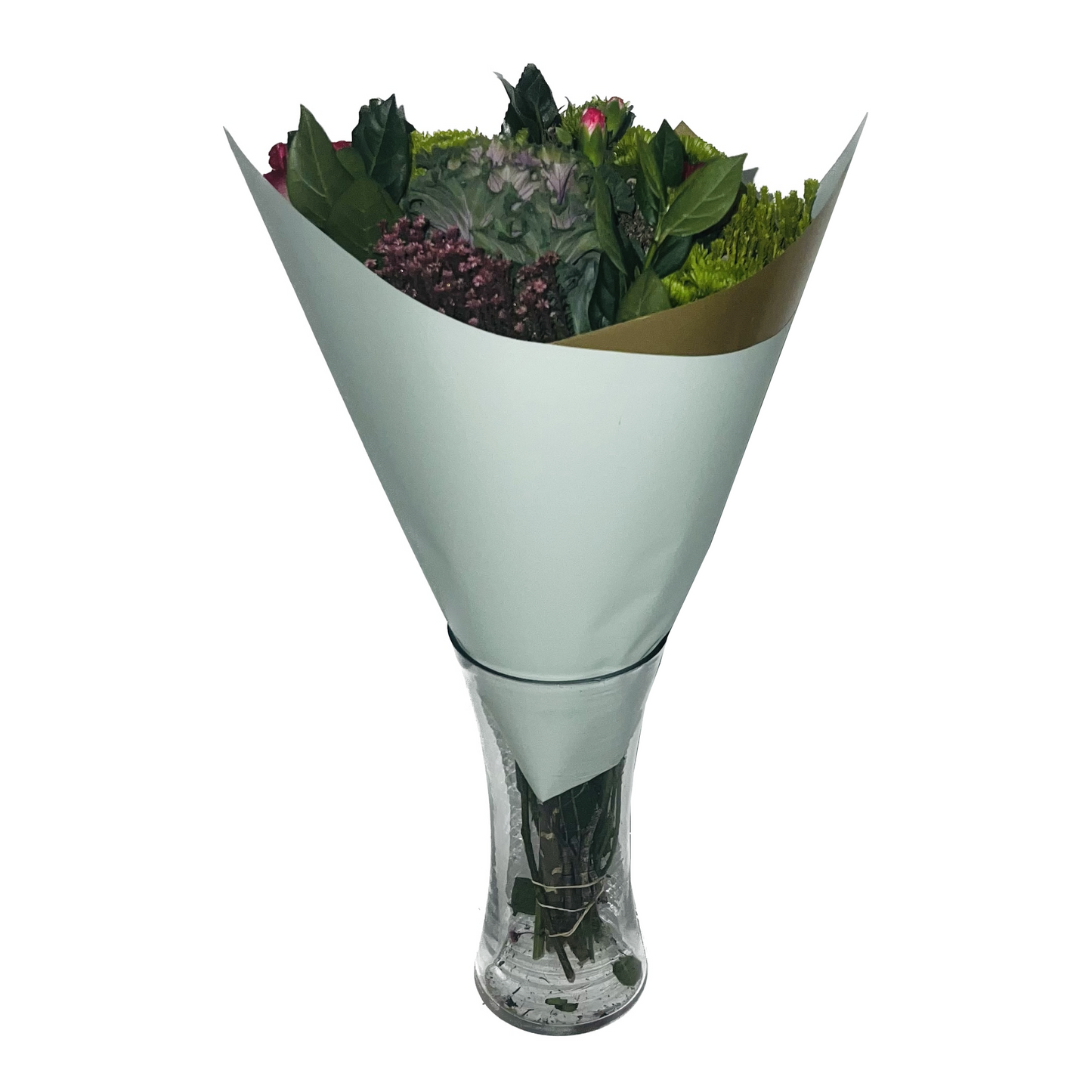 Emballage cellophane pour fleurs : vert sauge et or bicolore (paquet de 20)