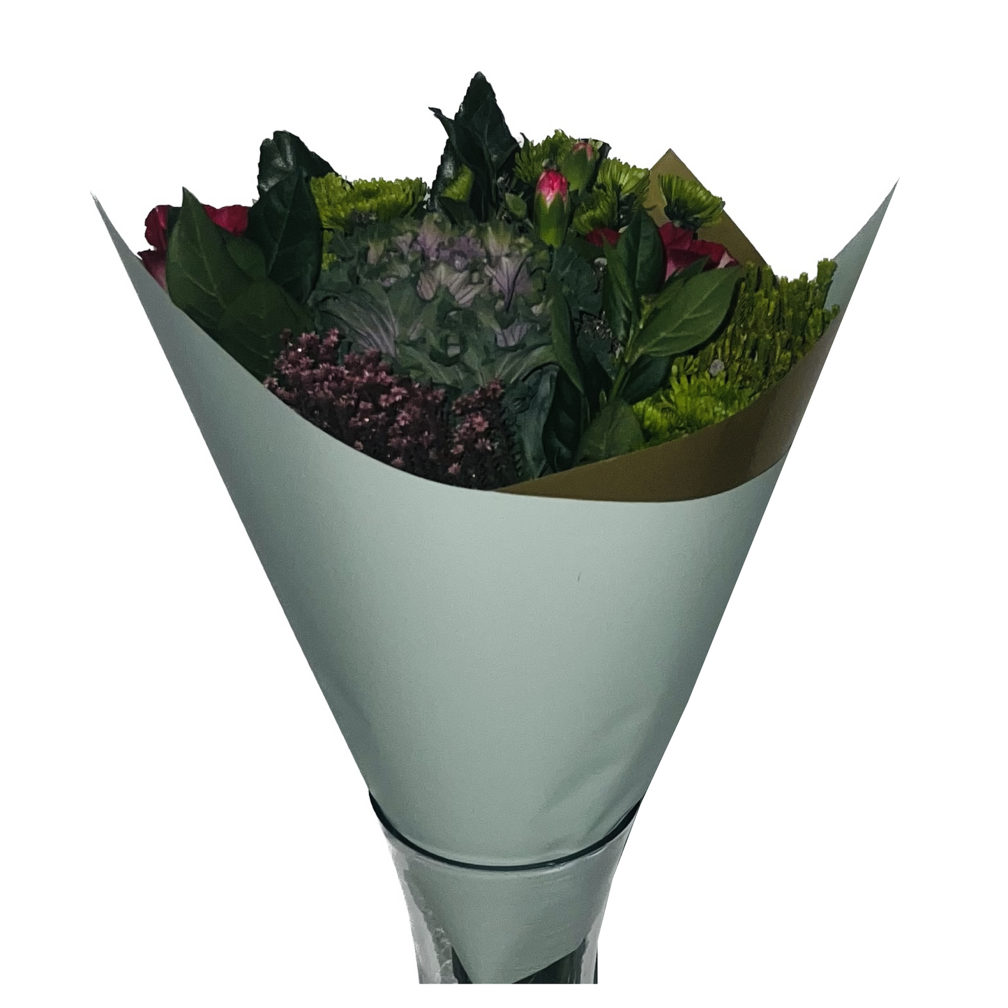 Emballage cellophane pour fleurs : vert sauge et or bicolore (paquet de 20)