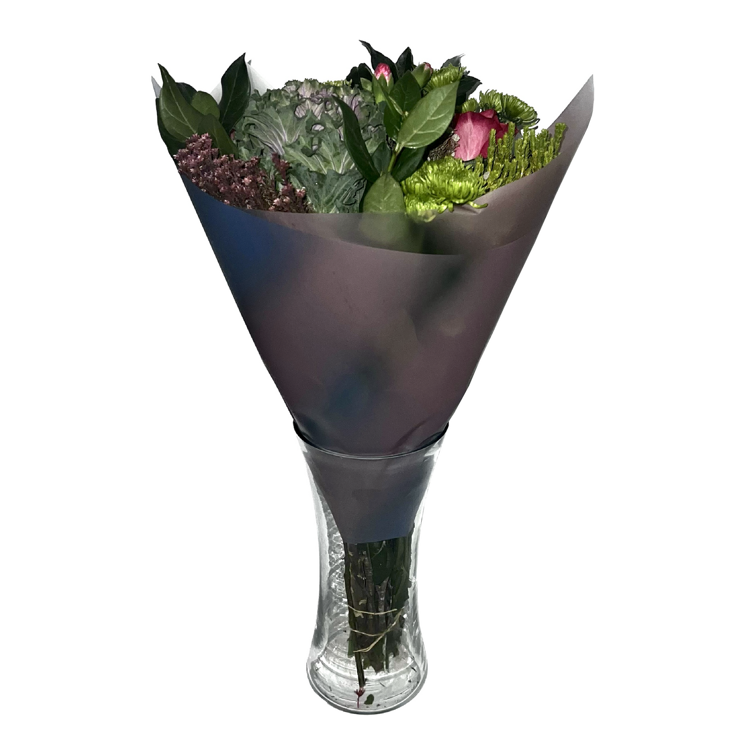 Emballage cellophane pour fleurs : mélange rose poudré et bleu foncé (paquet de 20)