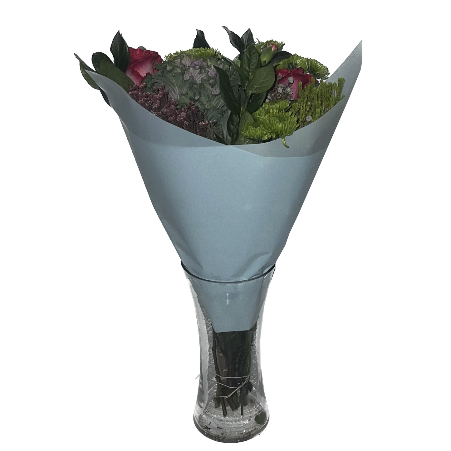 Emballage cellophane pour fleurs : bleu clair transparent (paquet de 20)