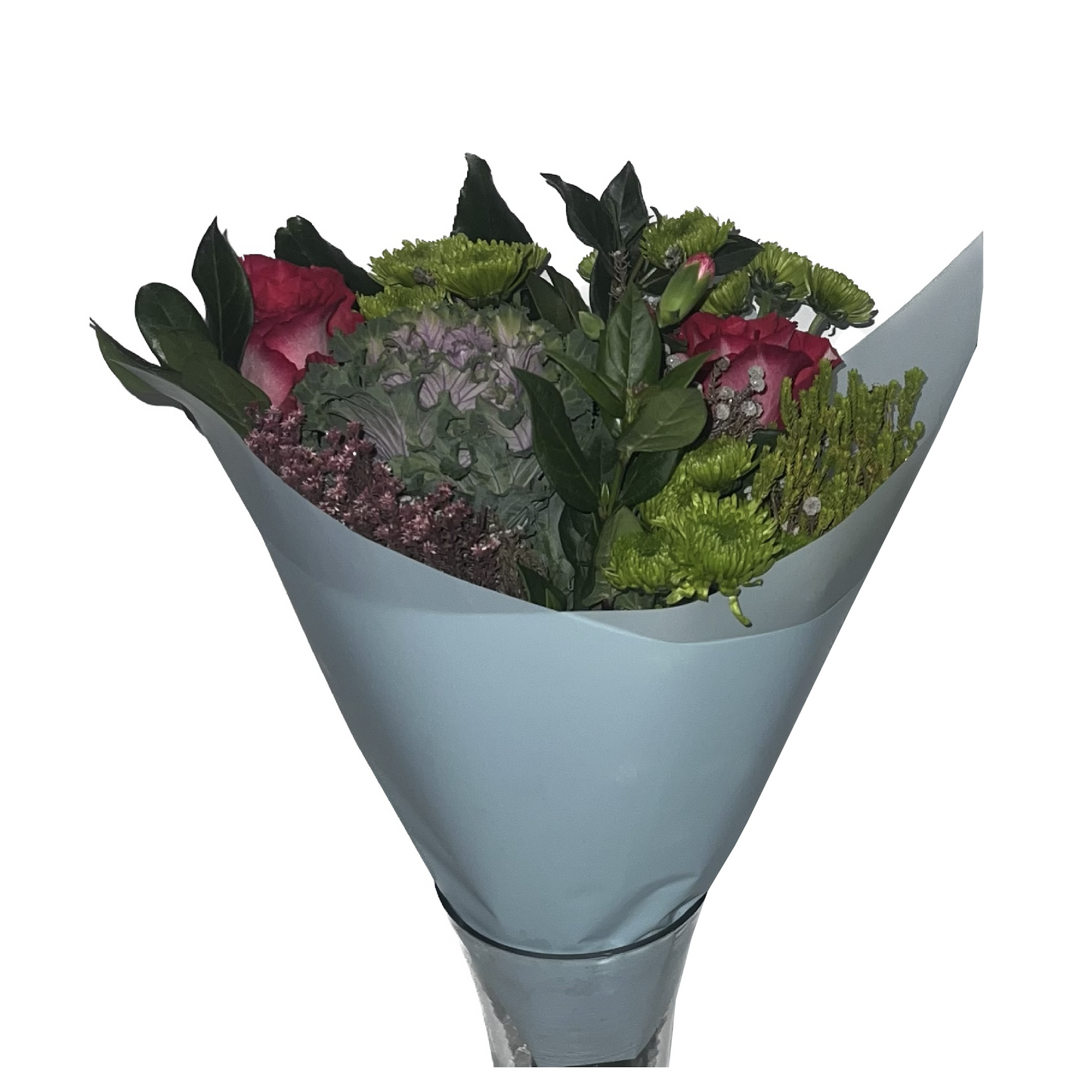 Emballage cellophane pour fleurs : bleu clair transparent (paquet de 20)