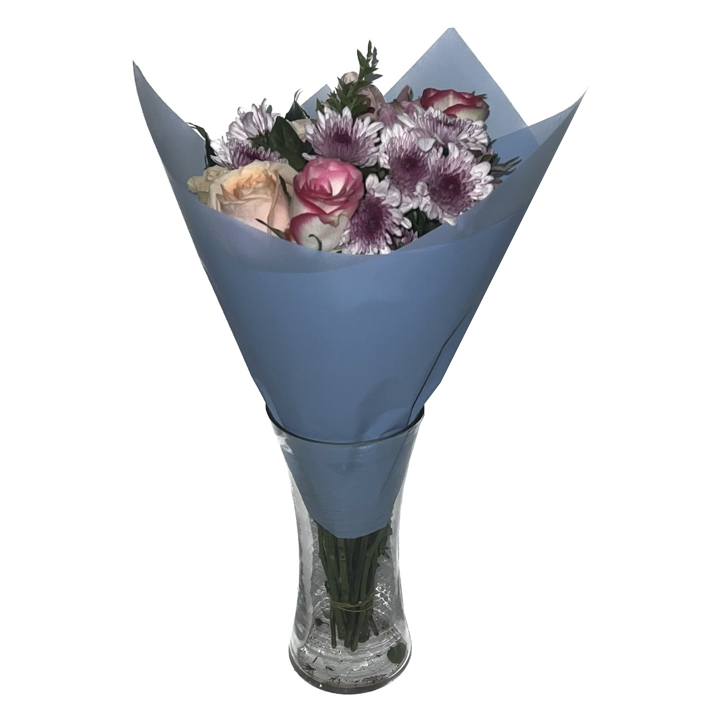 Emballage cellophane pour fleurs : bleu ciel transparent (paquet de 20)