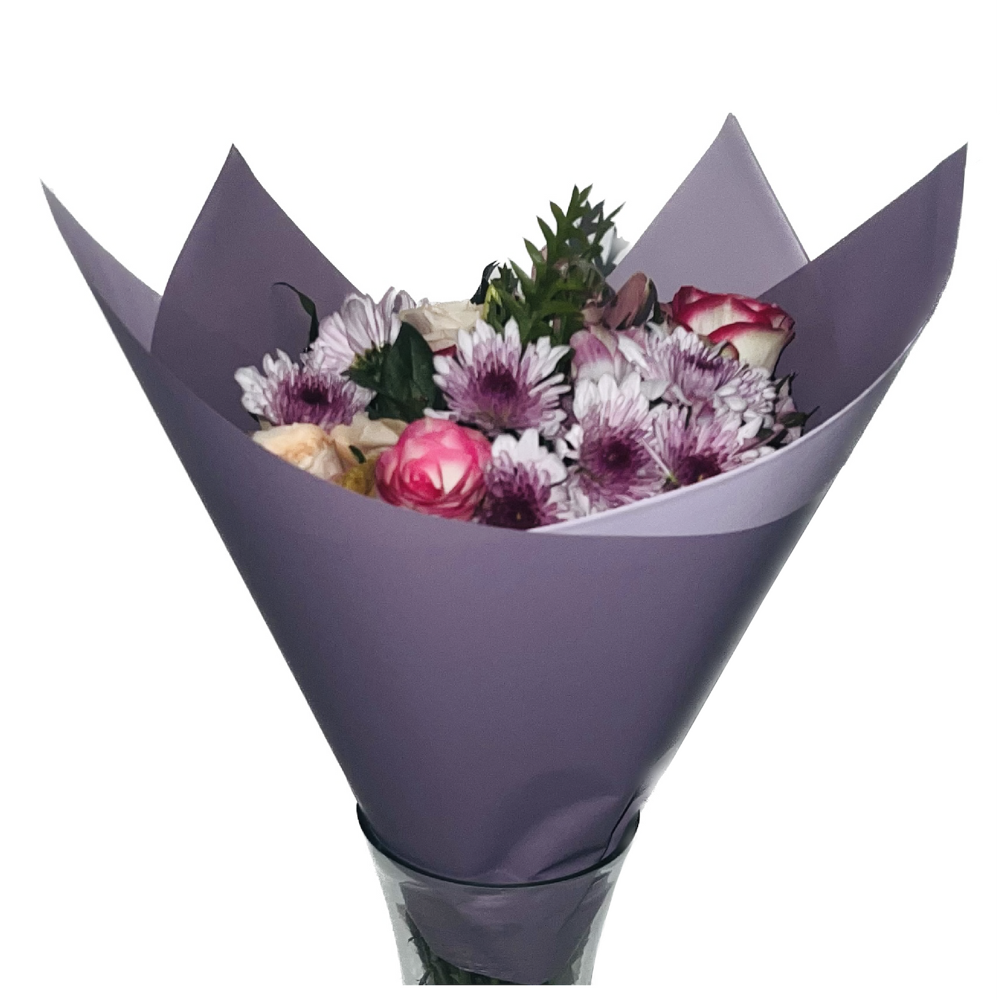 Emballage cellophane pour fleurs : deux tons violet foncé et violet clair (paquet de 20)