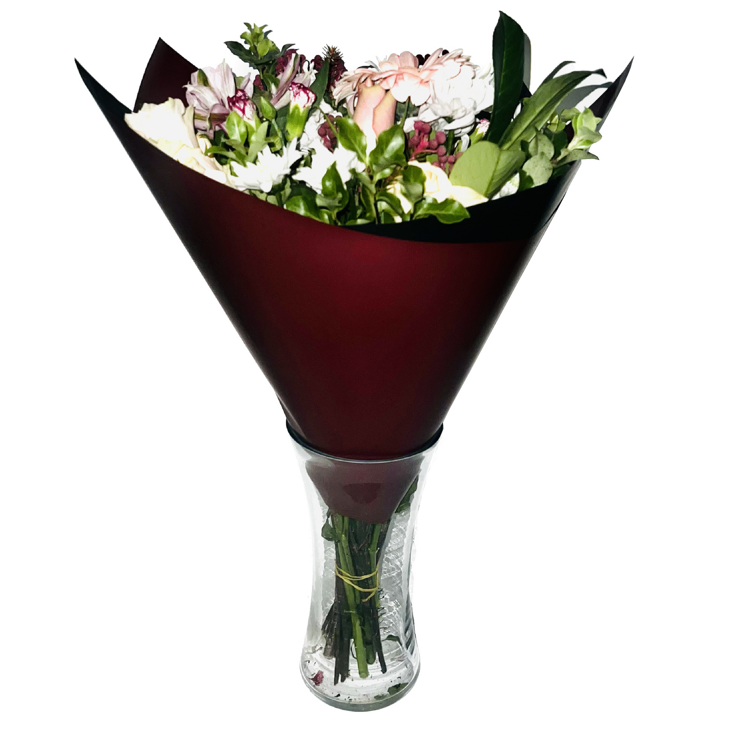 Emballage cellophane pour fleurs : deux tons, rouge vin et noir (paquet de 20)