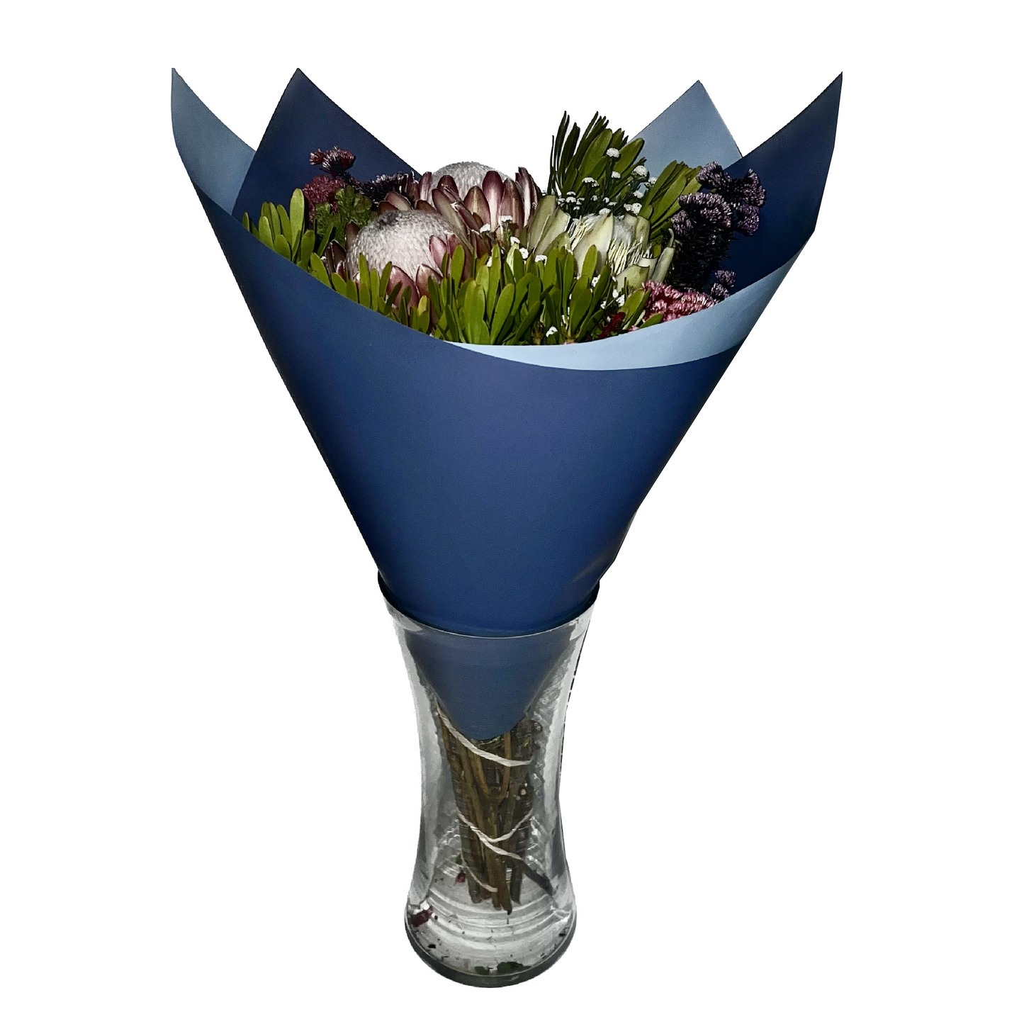 Emballage cellophane pour fleurs : bleu foncé et bleu clair bicolores (paquet de 20)