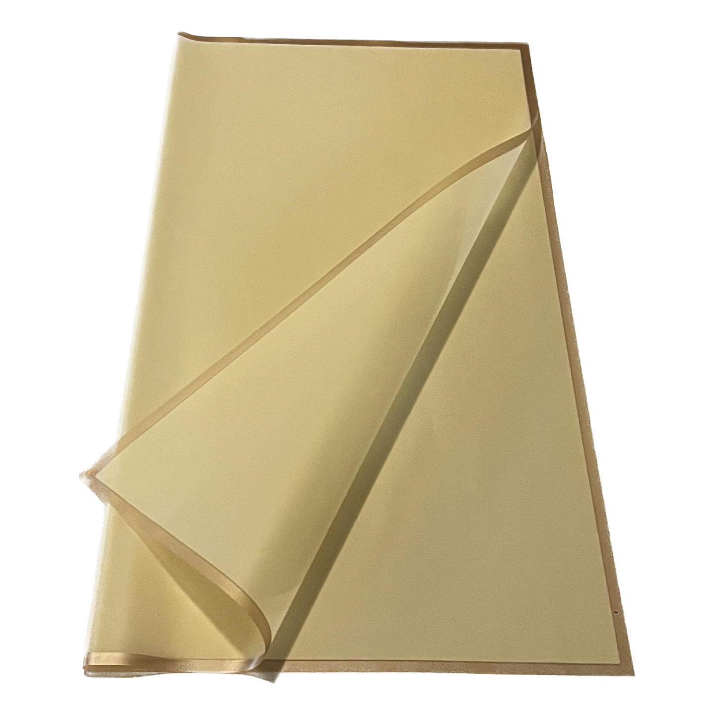 Emballage cellophane pour fleurs : jaune avec bordure dorée (paquet de 20)
