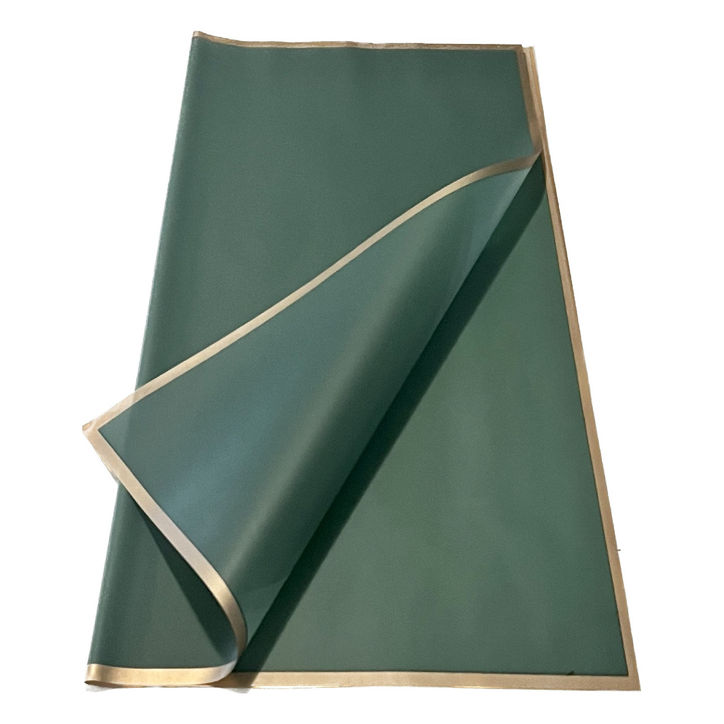 Cellophane Flower Wrap: Semi Transparent Dark Turquoise With Gold Border (Pack of 20)