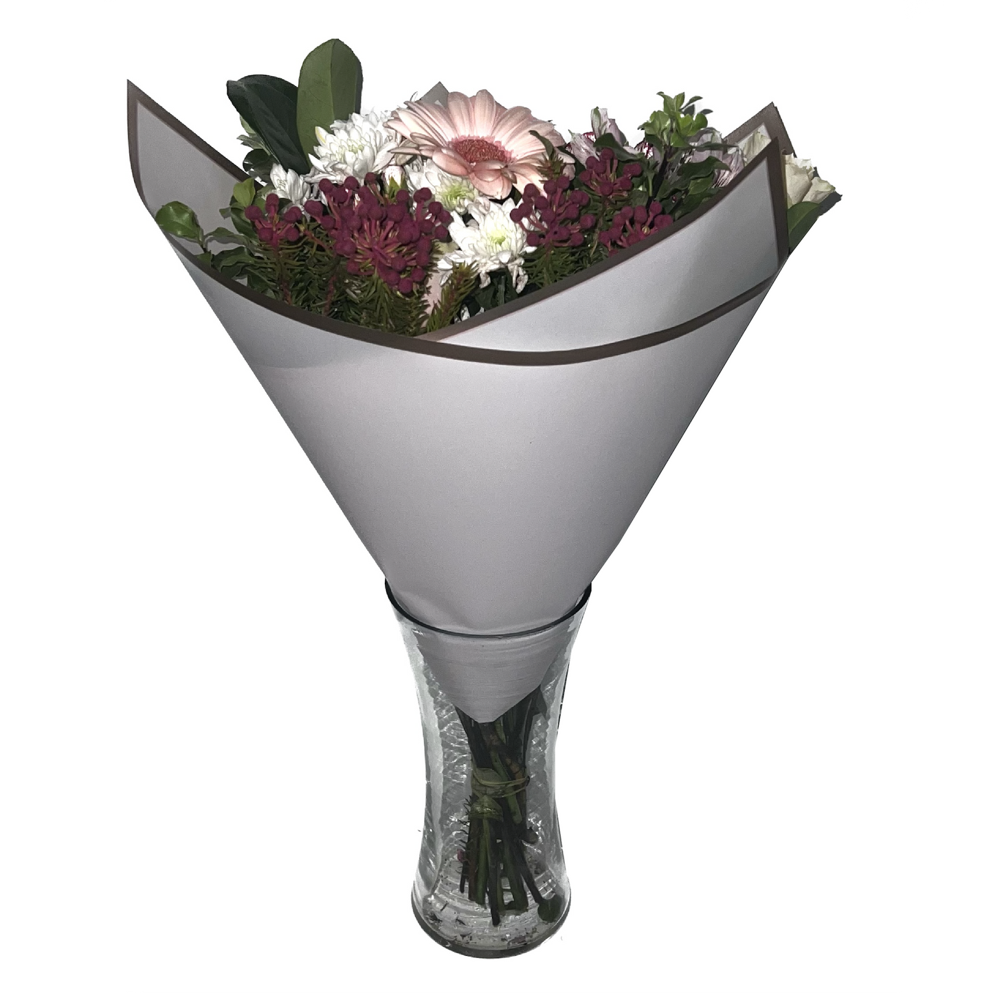 Emballage cellophane pour fleurs : rose crème semi-transparent avec bordure dorée (paquet de 20)