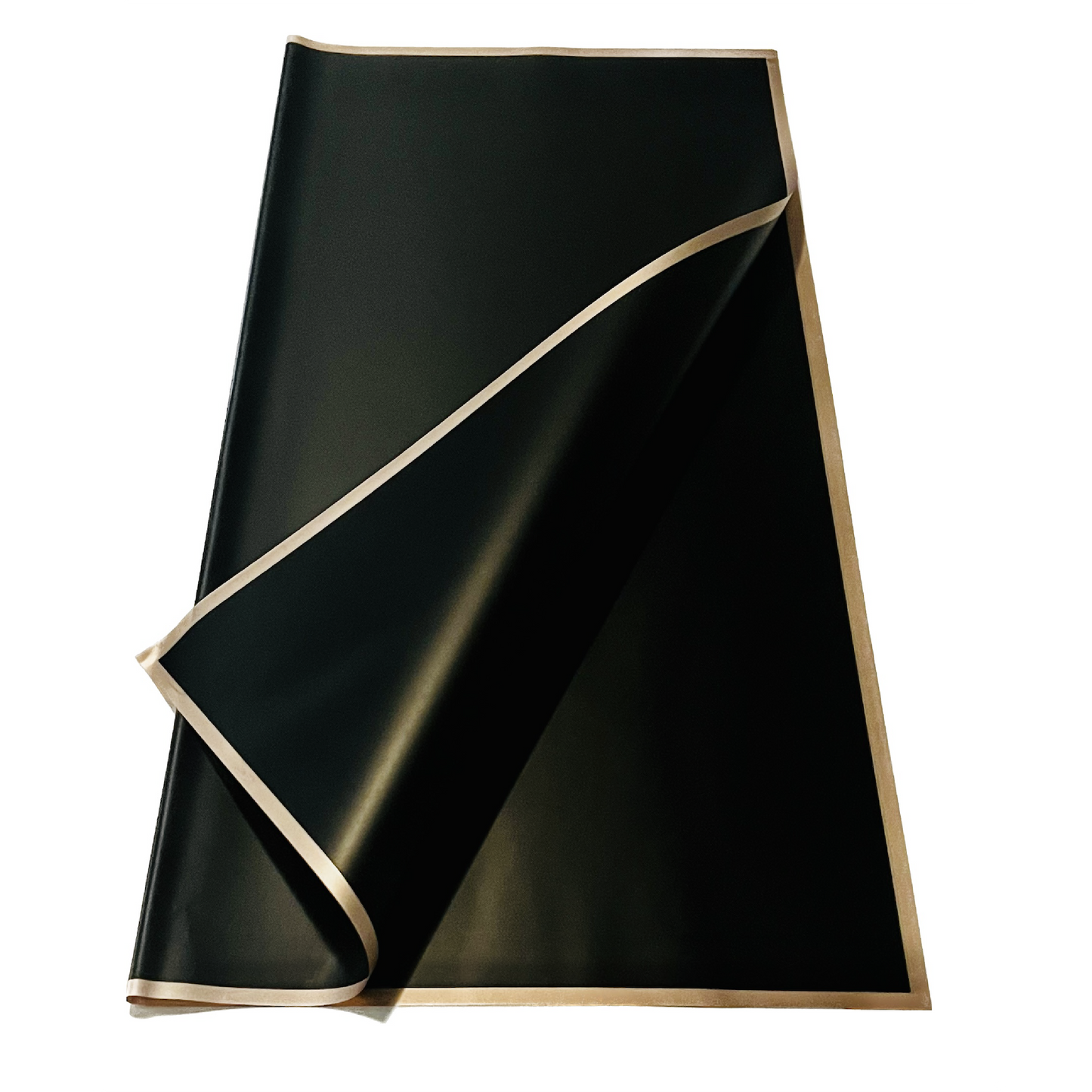 Emballage cellophane pour fleurs : semi-transparent, noir uni avec bordure dorée (paquet de 20)