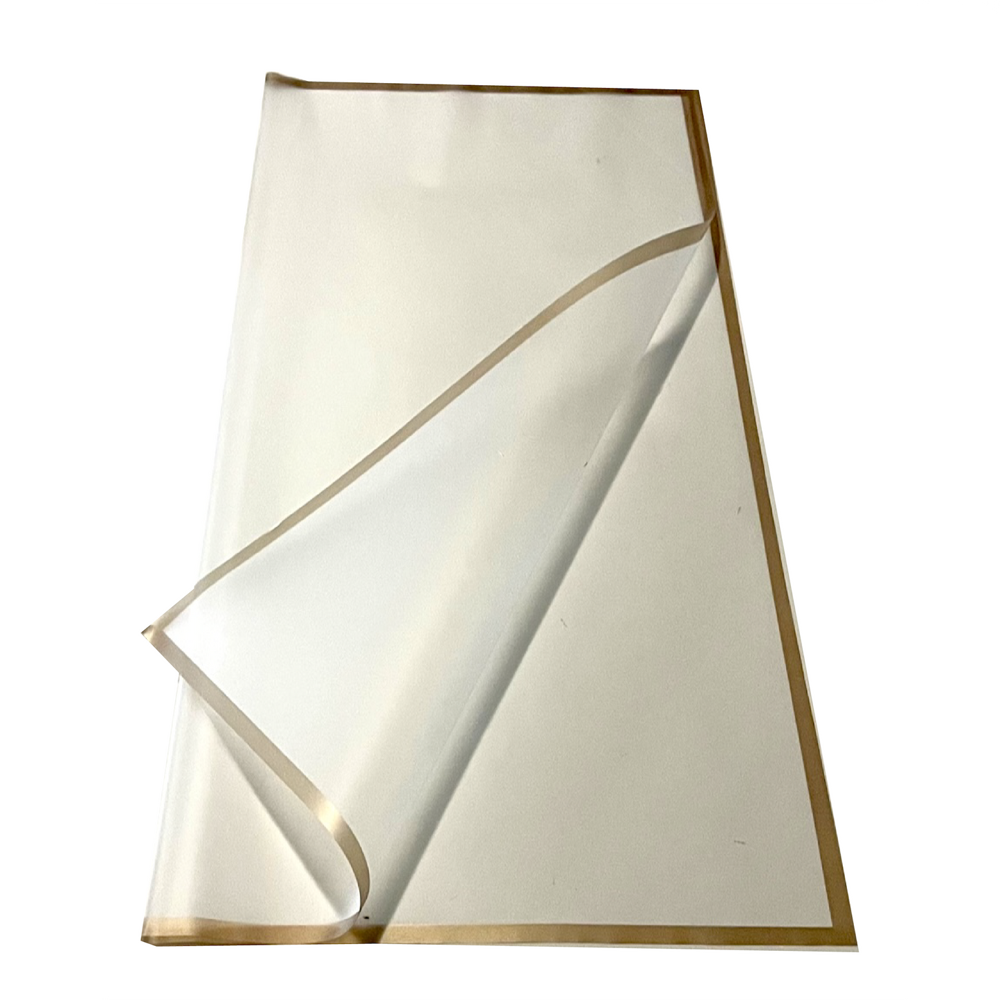 Emballage cellophane pour fleurs : blanc transparent avec bordure dorée (paquet de 20)