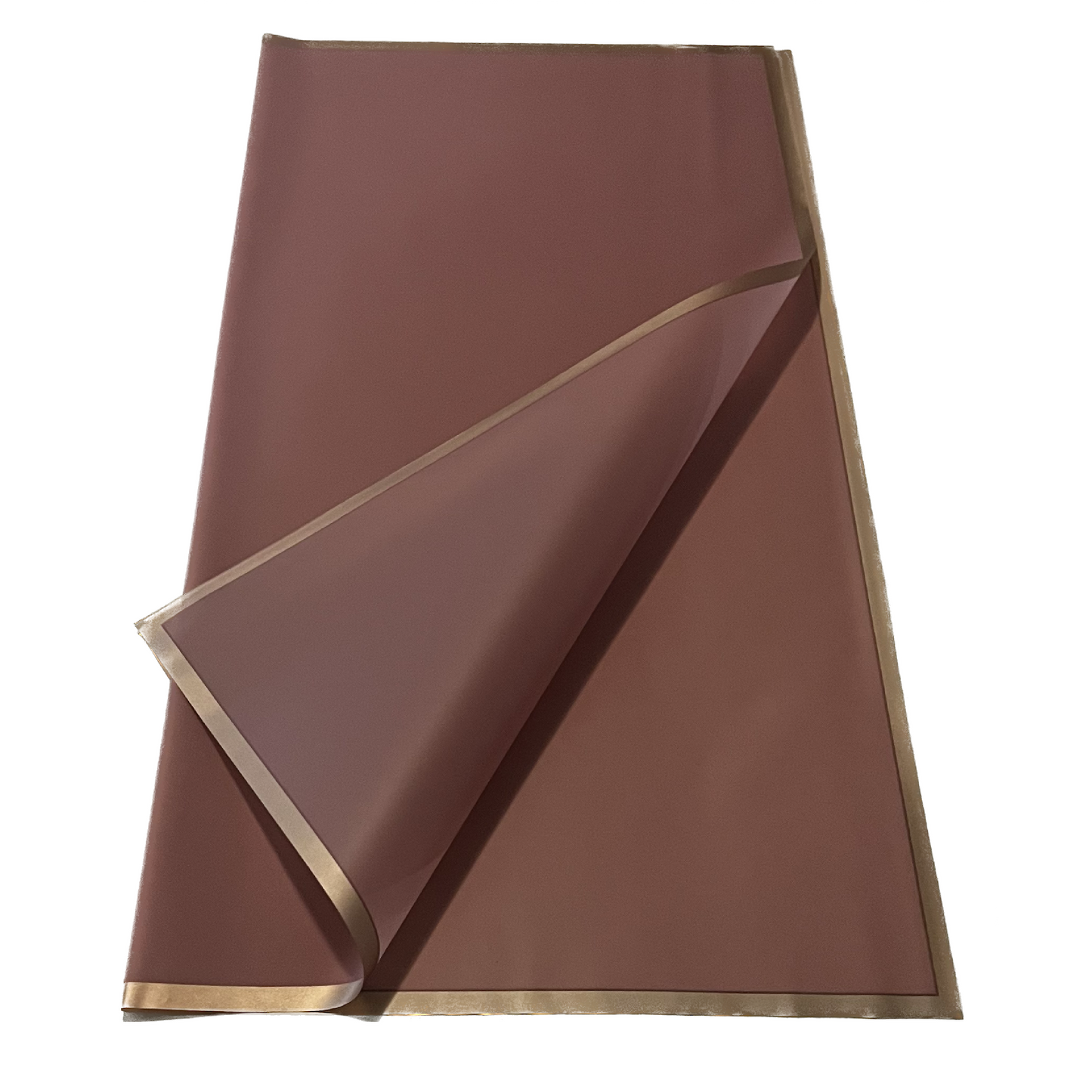 Papier cellophane pour fleurs : rose poudré transparent avec bordure dorée (paquet de 20)