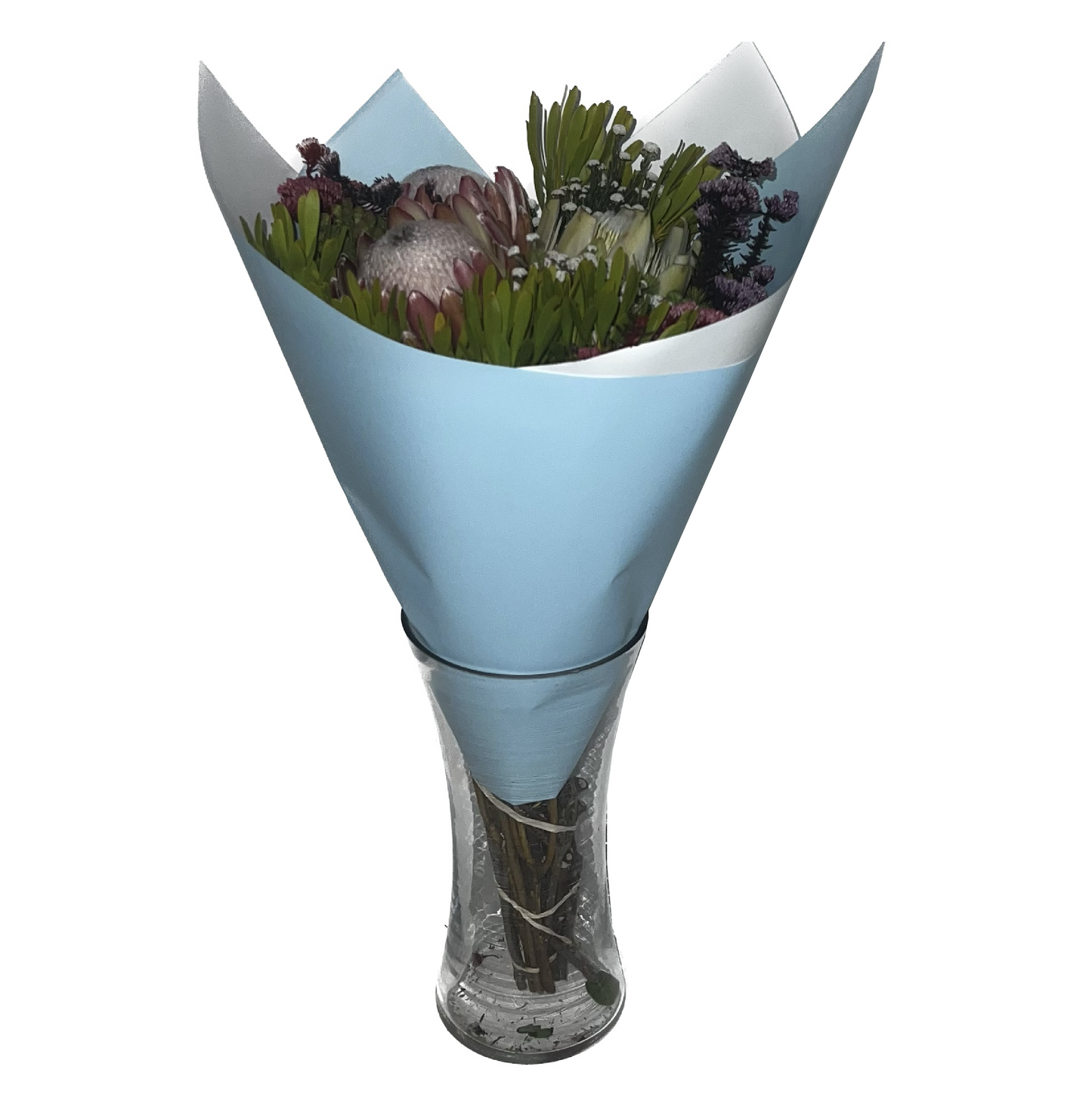 Cellophane Flower Wrap: Two Tone Baby Blue & White (Pack of 20)