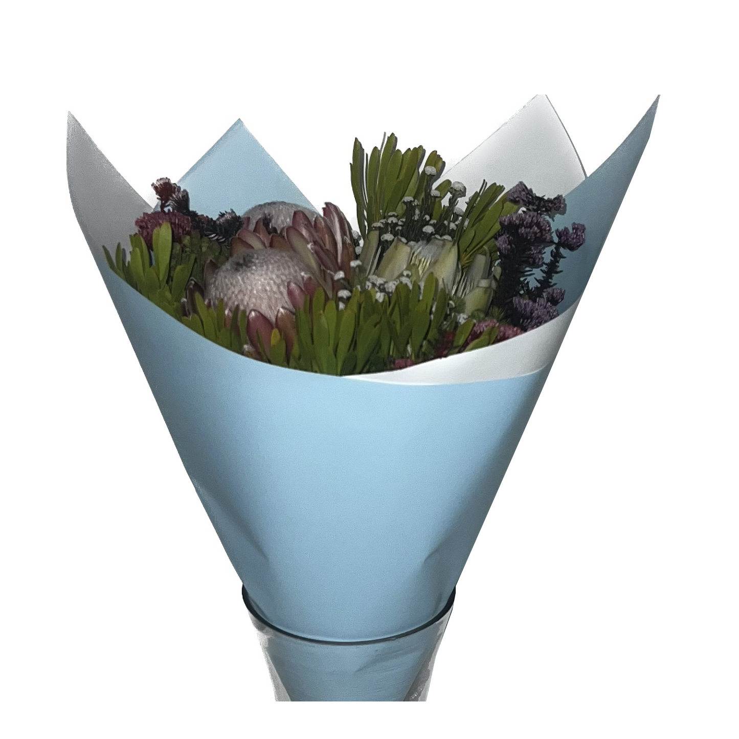 Cellophane Flower Wrap: Two Tone Baby Blue & White (Pack of 20)