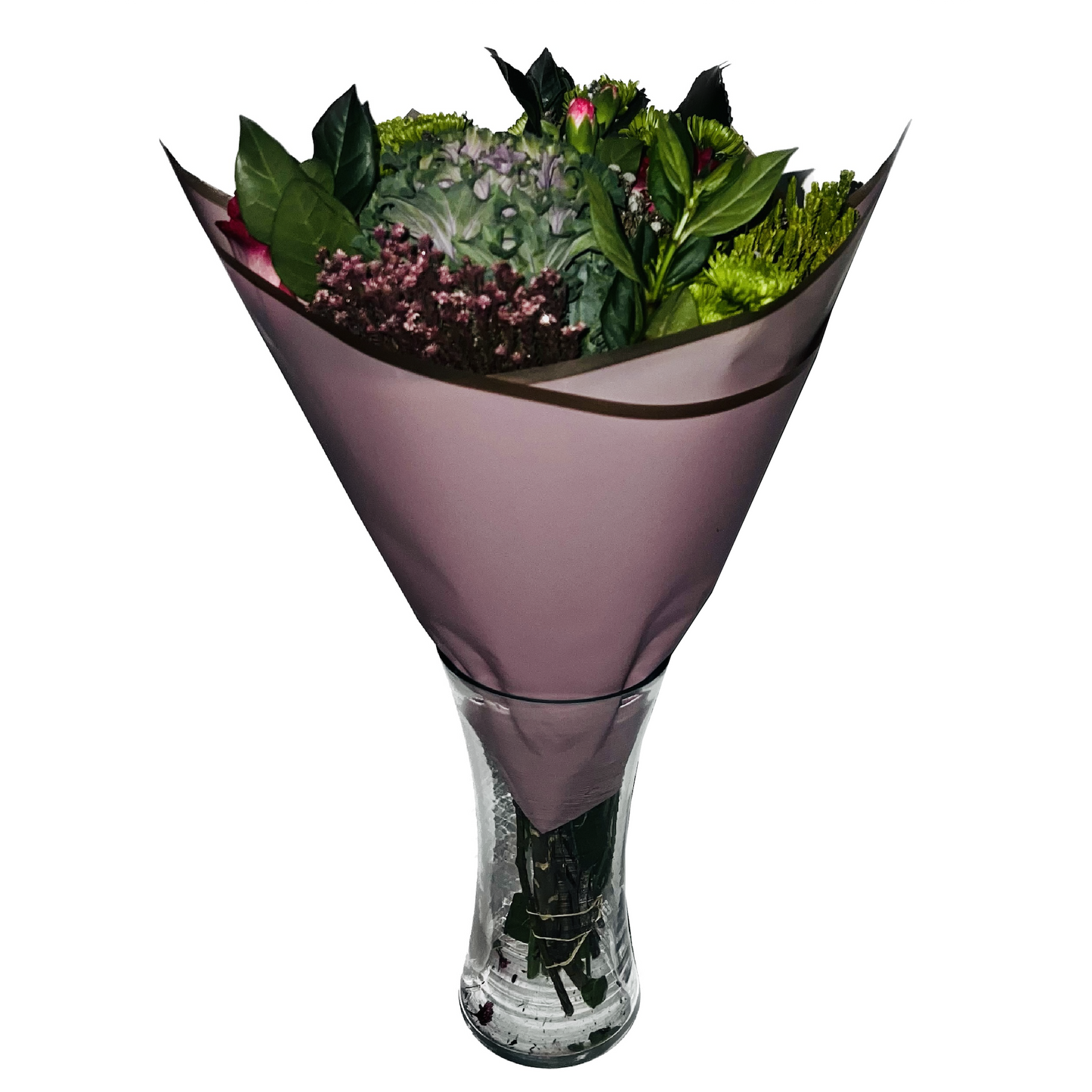 Cellophane Flower Wrap: Transparent Dusty Pink With Frosted Border & Gold Trim (Pack of 20)