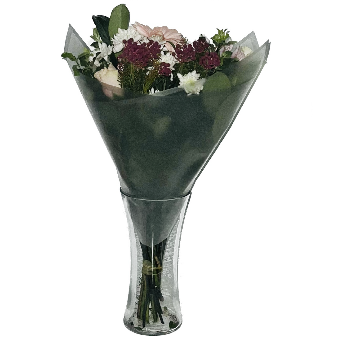 Emballage cellophane pour fleurs : argent transparent avec bordure argentée (paquet de 20)