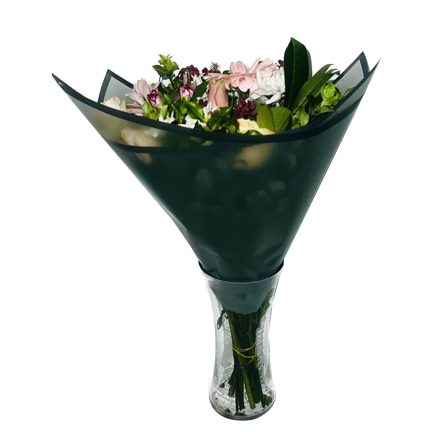 Emballage cellophane pour fleurs : noir transparent avec bordure noire (paquet de 20)