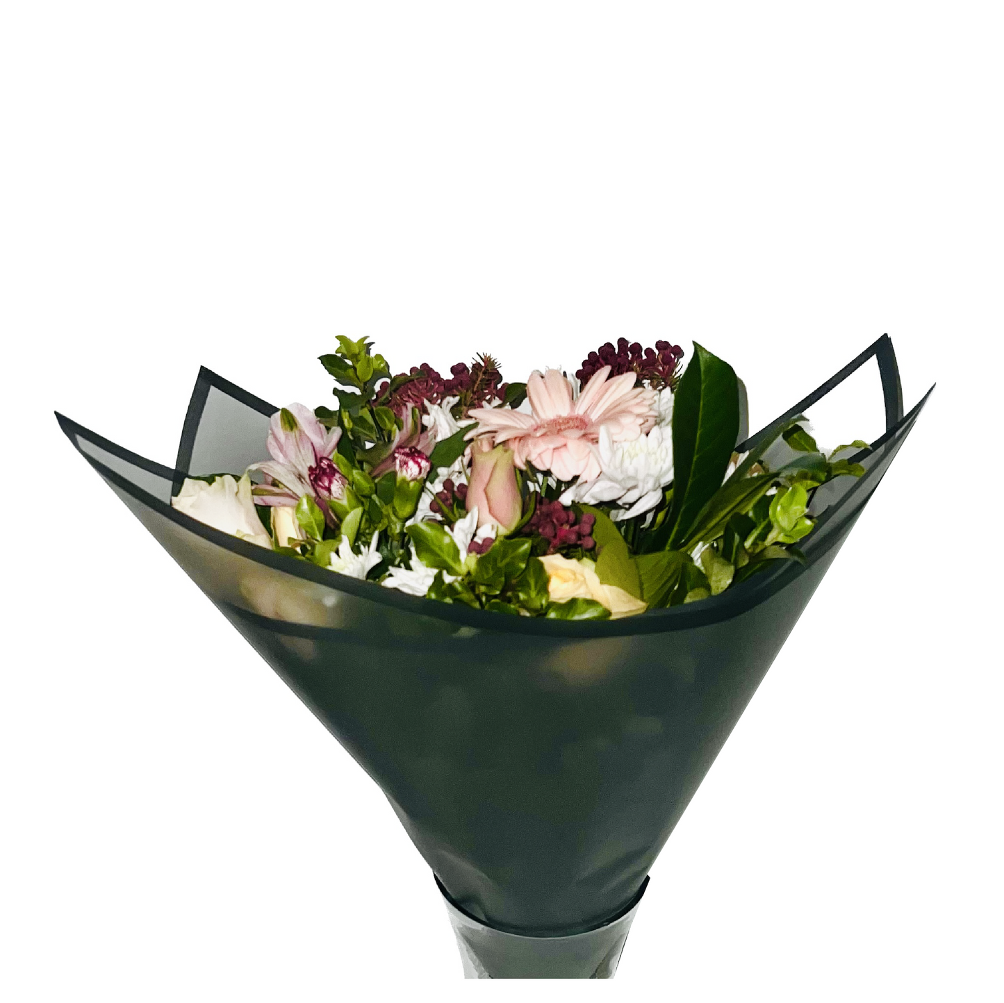 Emballage cellophane pour fleurs : noir transparent avec bordure noire (paquet de 20)
