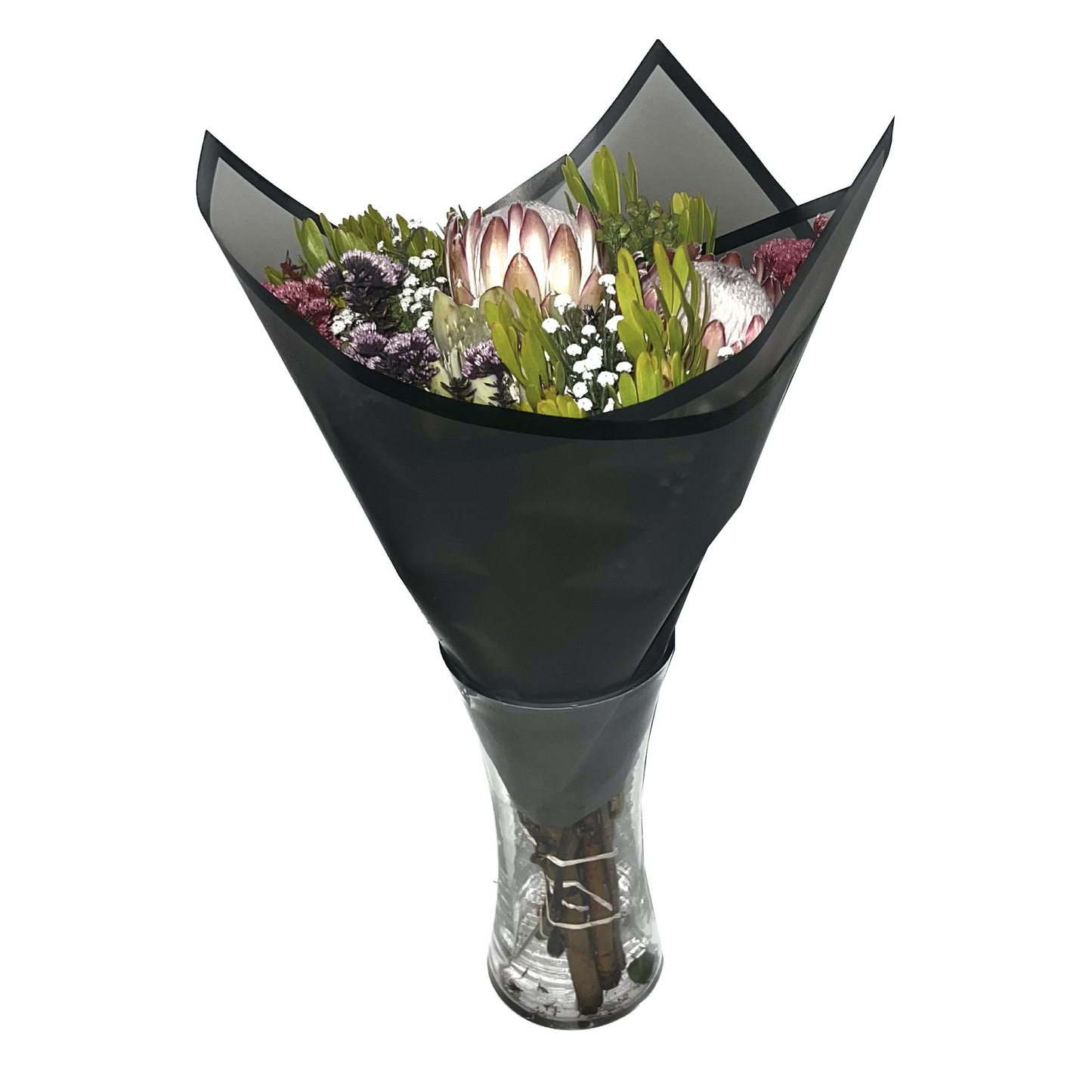 Cellophane Flower Wrap: Semi Transparent Black With Black Border (Pack of 20)