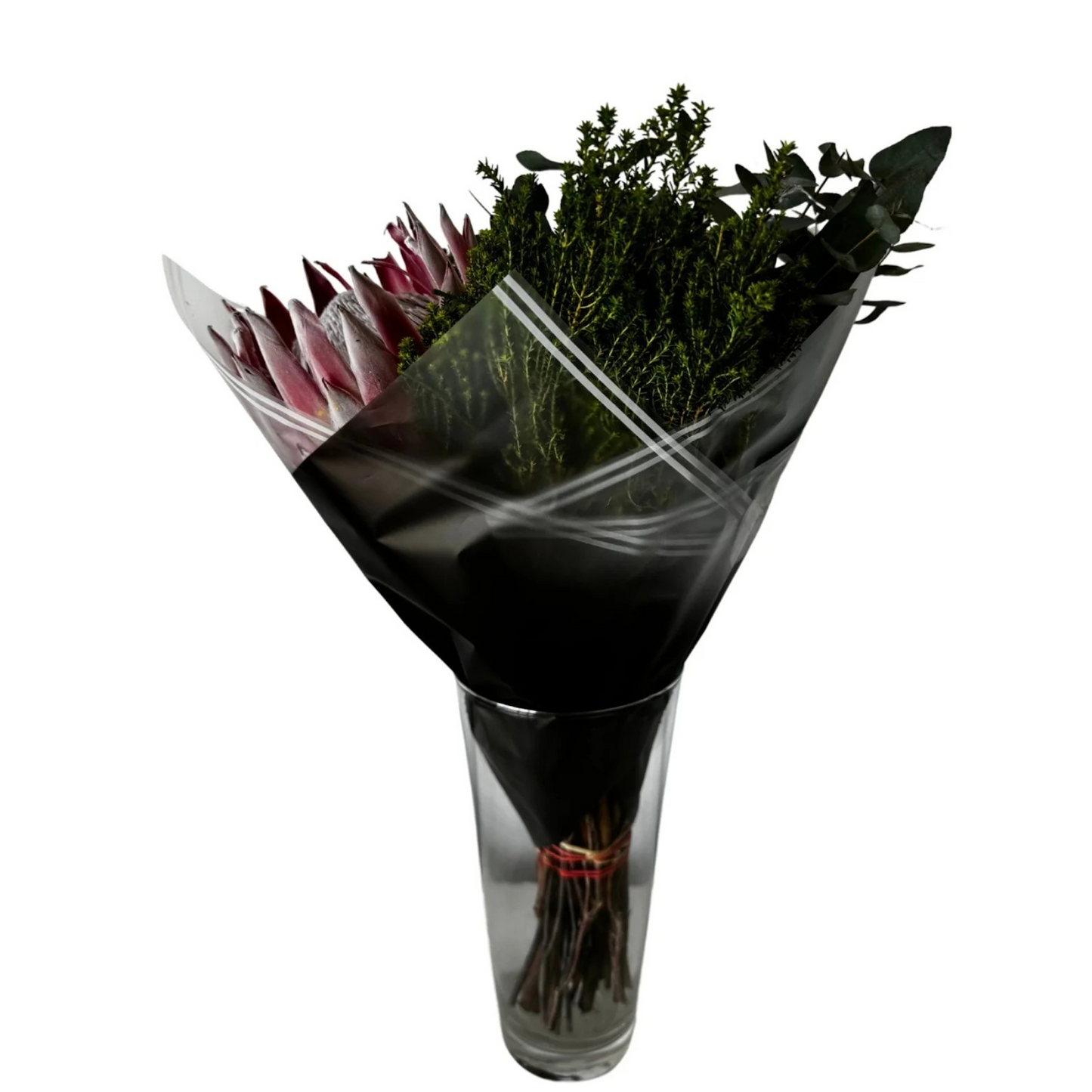 Emballage cellophane pour fleurs : noir transparent avec bordure blanche (paquet de 20)