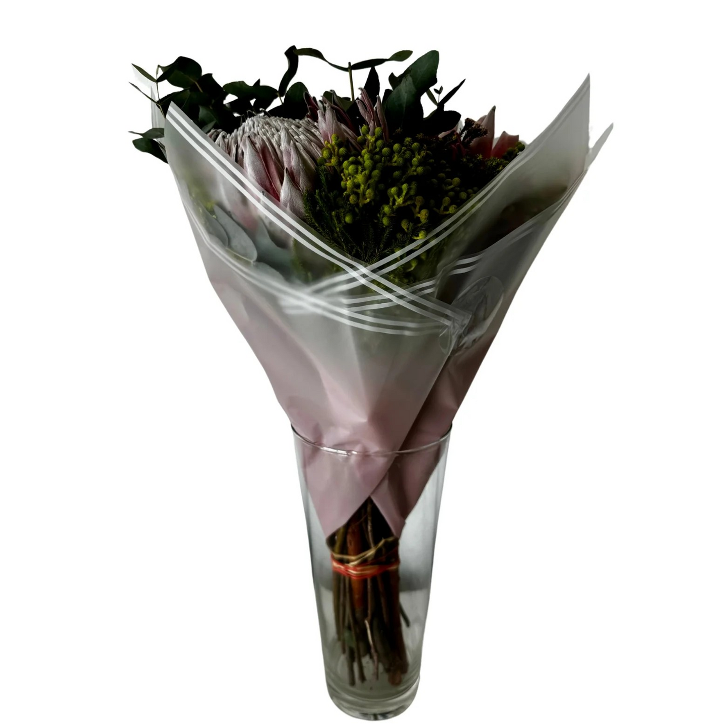Cellophane Flower Wrap: Transparent Dark Pink White Border (Pack of 20)