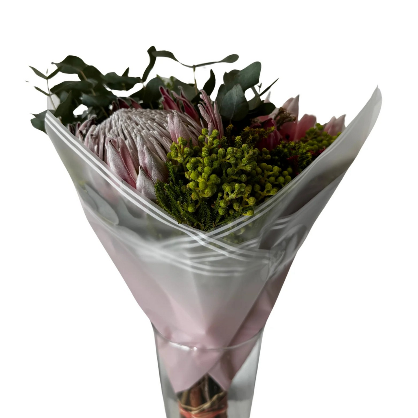 Cellophane Flower Wrap: Transparent Dark Pink White Border (Pack of 20)