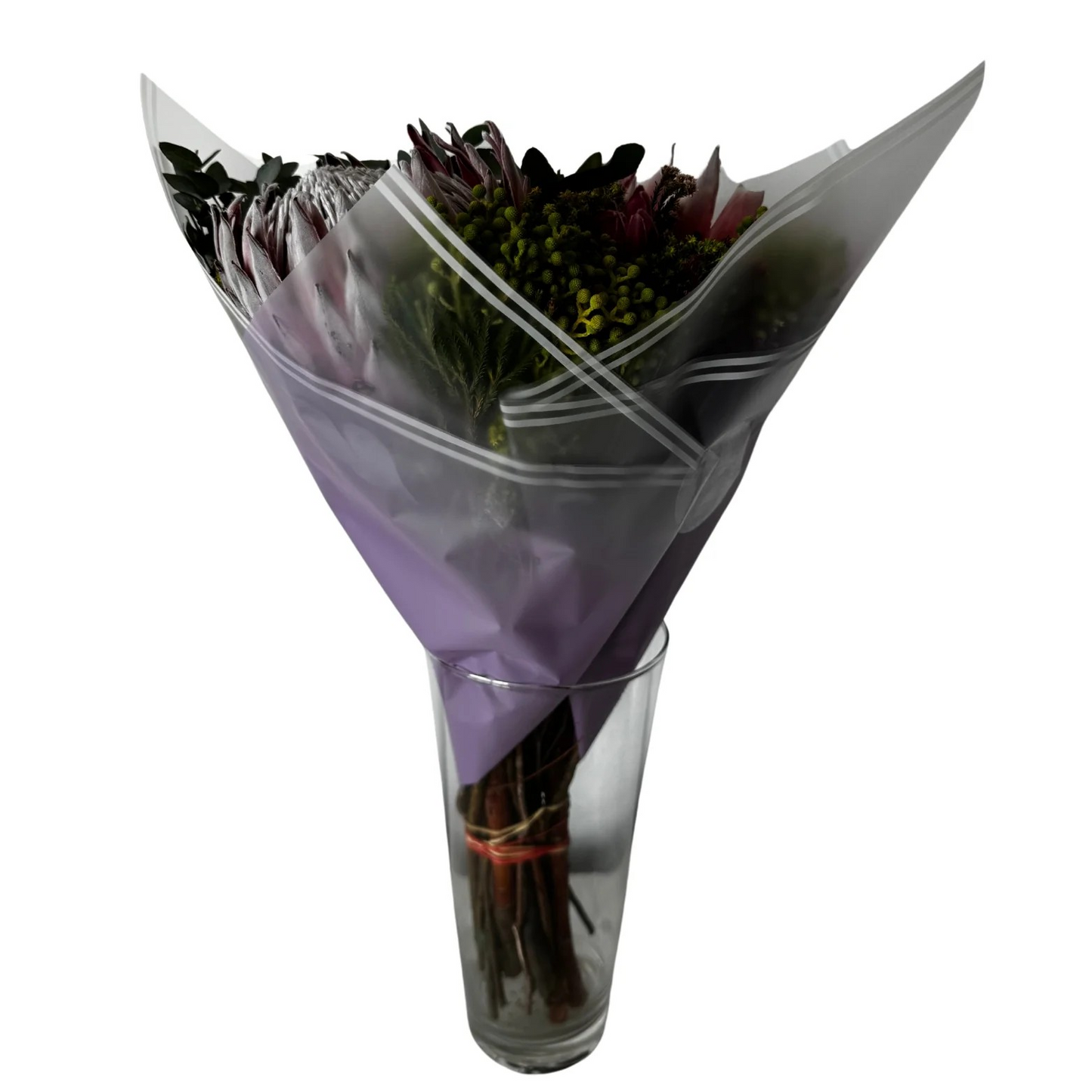 Emballage cellophane pour fleurs : violet transparent avec bordure blanche (paquet de 20)