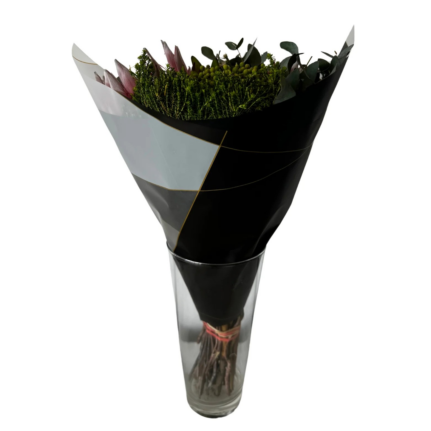 Emballage de fleurs en cellophane : bordure dorée bicolore noire et blanche (paquet de 20)