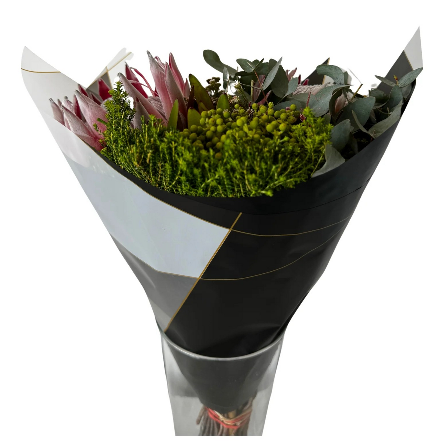 Emballage de fleurs en cellophane : bordure dorée bicolore noire et blanche (paquet de 20)