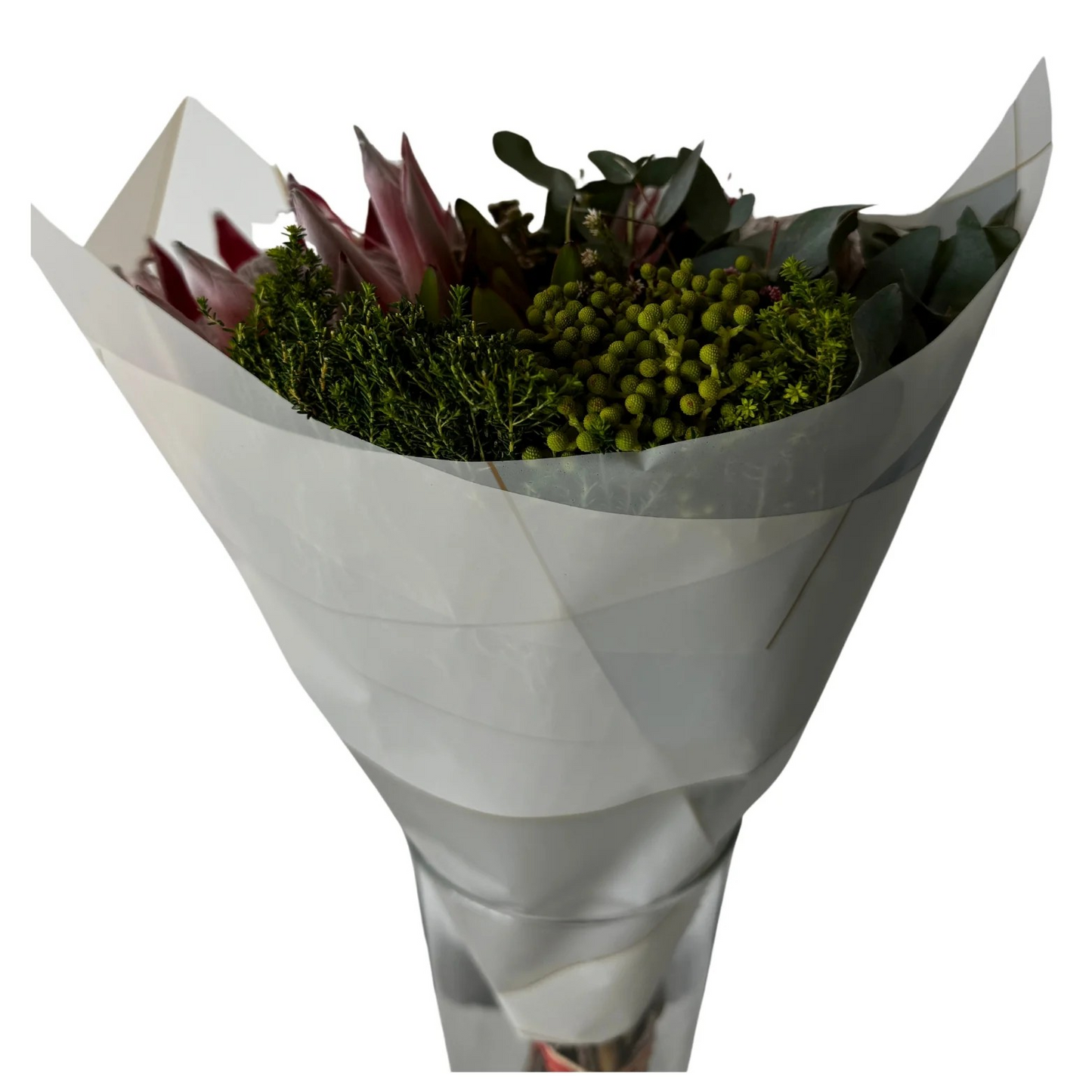 Emballage cellophane pour fleurs : deux tons gris et blanc, bordure dorée (paquet de 20)