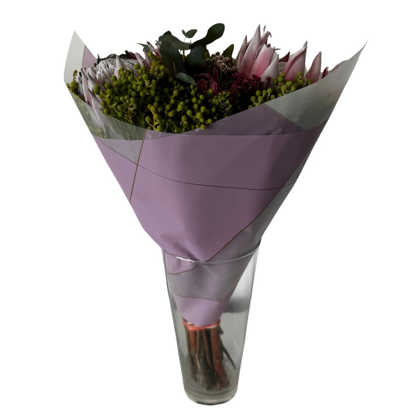Emballage de fleurs en cellophane : deux tons violet et blanc, bordure dorée (paquet de 20)