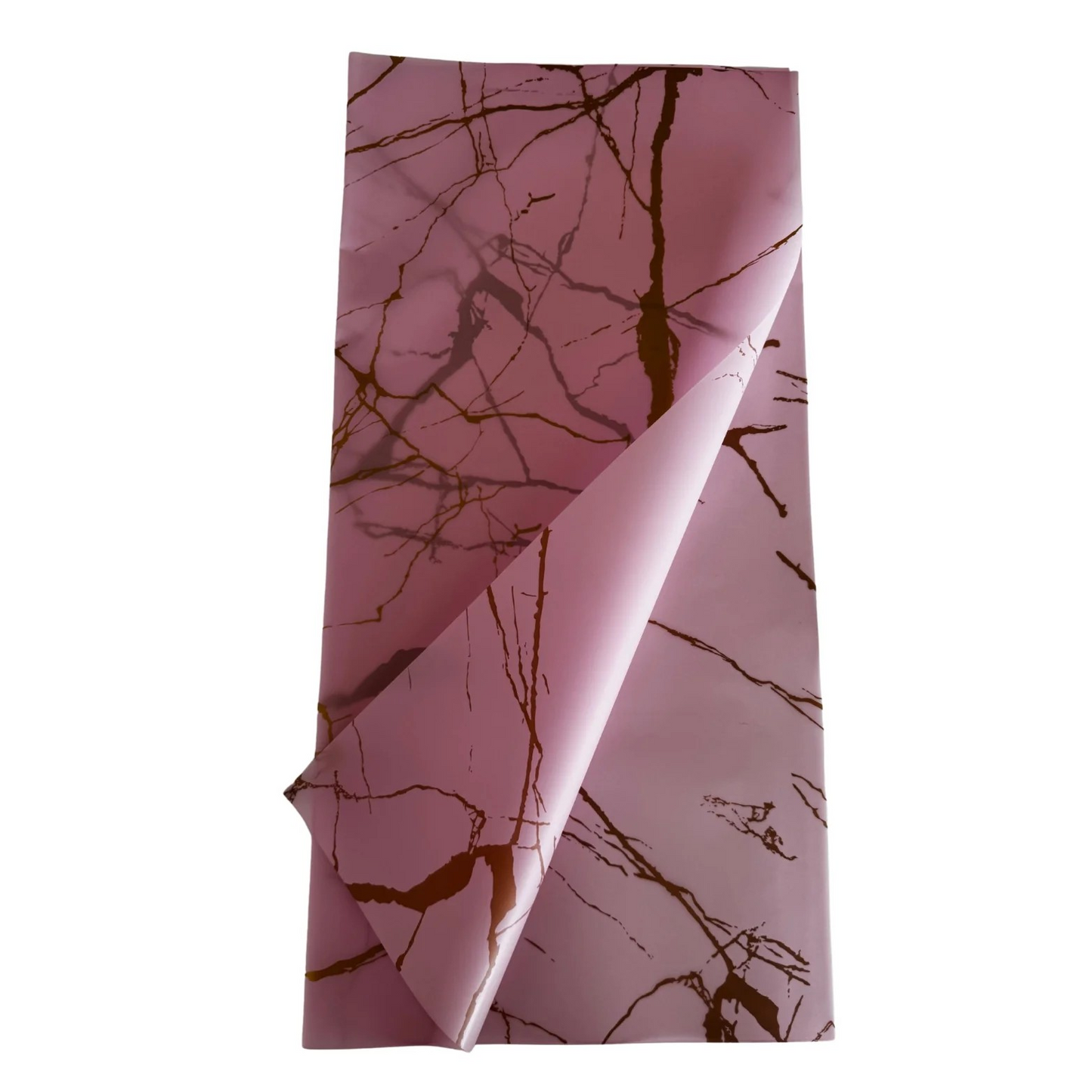 Emballage cellophane pour fleurs : Marbre rose clair et doré (paquet de 20)