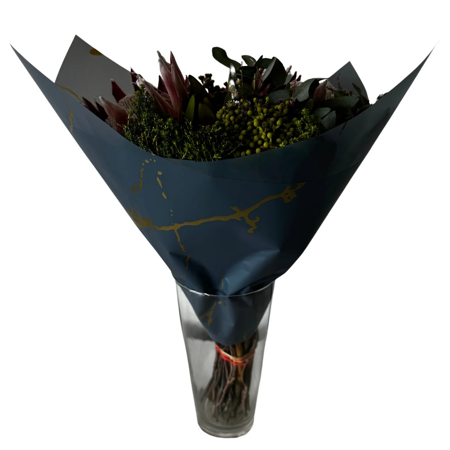 Emballage cellophane pour fleurs : marbre gris et doré (paquet de 20)