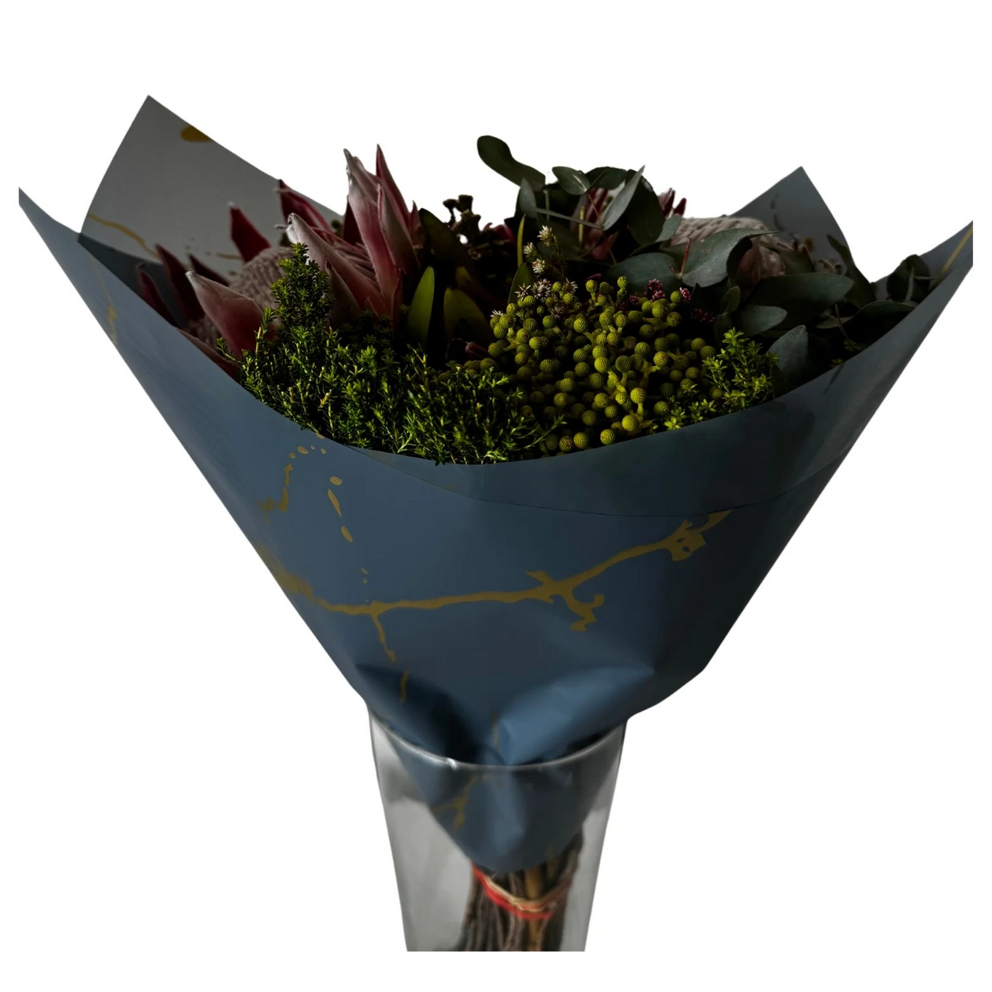 Emballage cellophane pour fleurs : marbre gris et doré (paquet de 20)