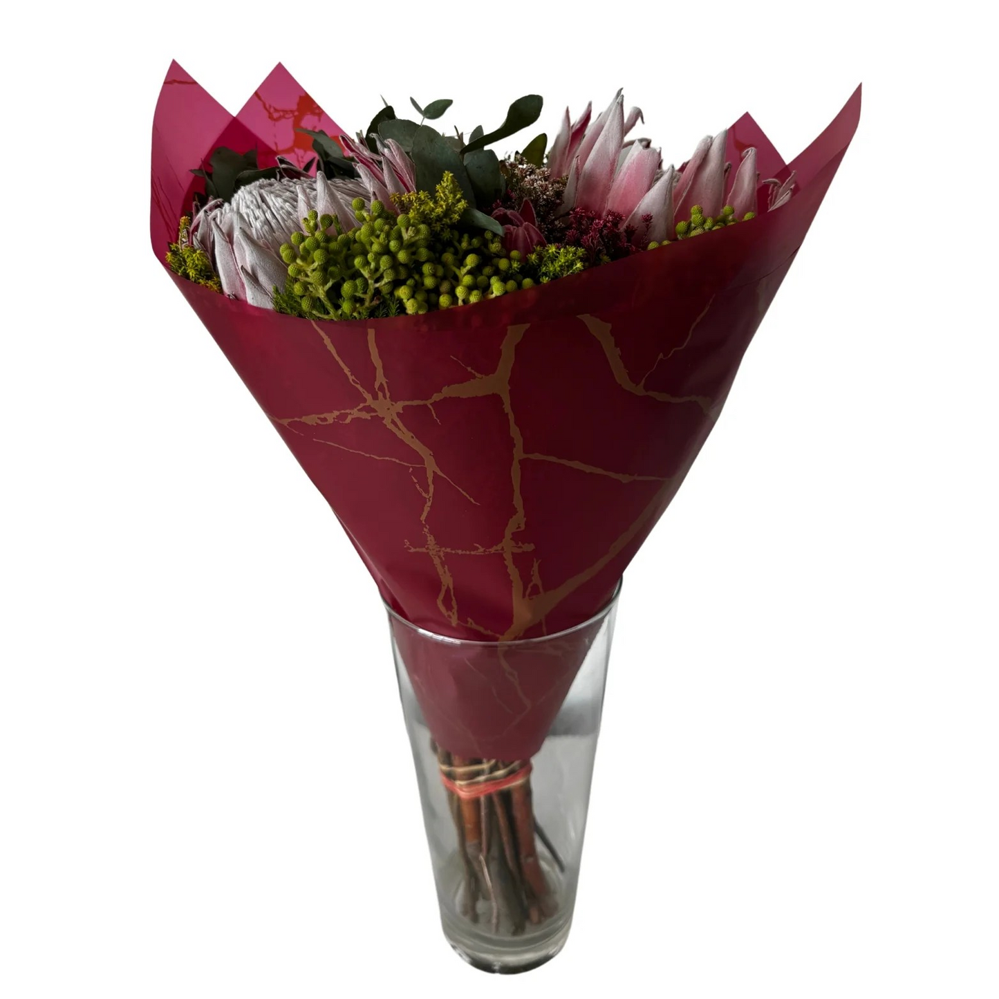 Cellophane Flower Wrap: Red & Gold Marble (Pack of 20)