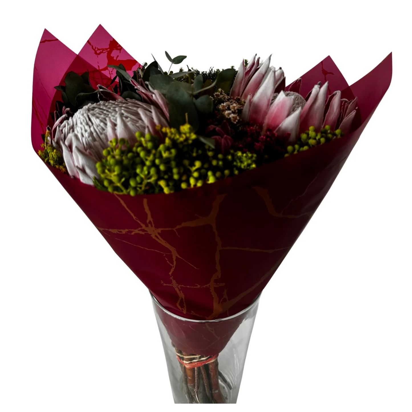 Cellophane Flower Wrap: Red & Gold Marble (Pack of 20)