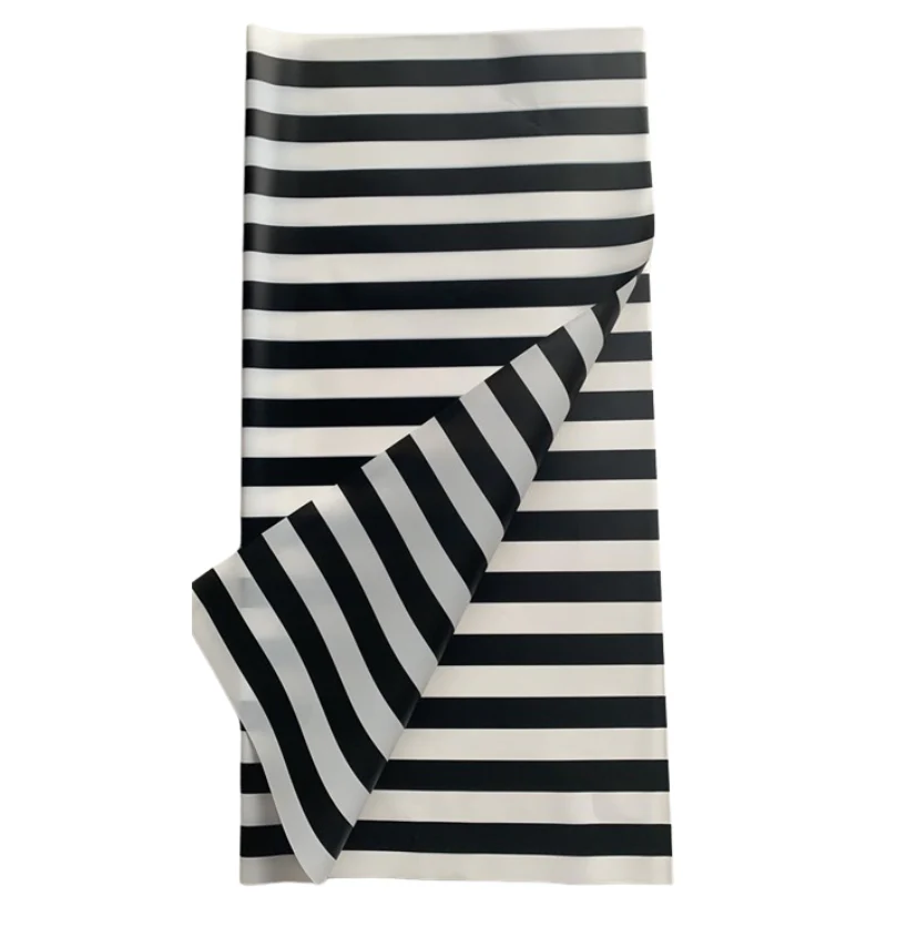 Cellophane Flower Wrap: Transparent Black & White Stripes (Pack of 20)