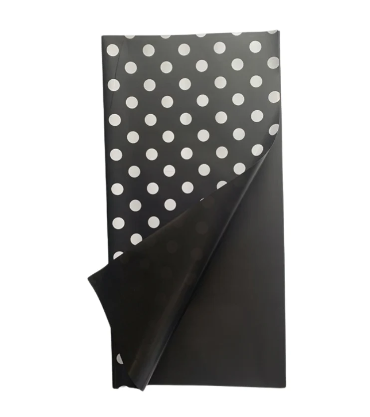 Emballage cellophane pour fleurs : pois noirs et blancs (paquet de 20)