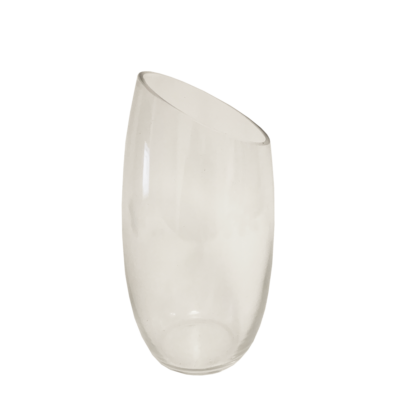 Oval Slant Cut Glass Vase 20x10cm