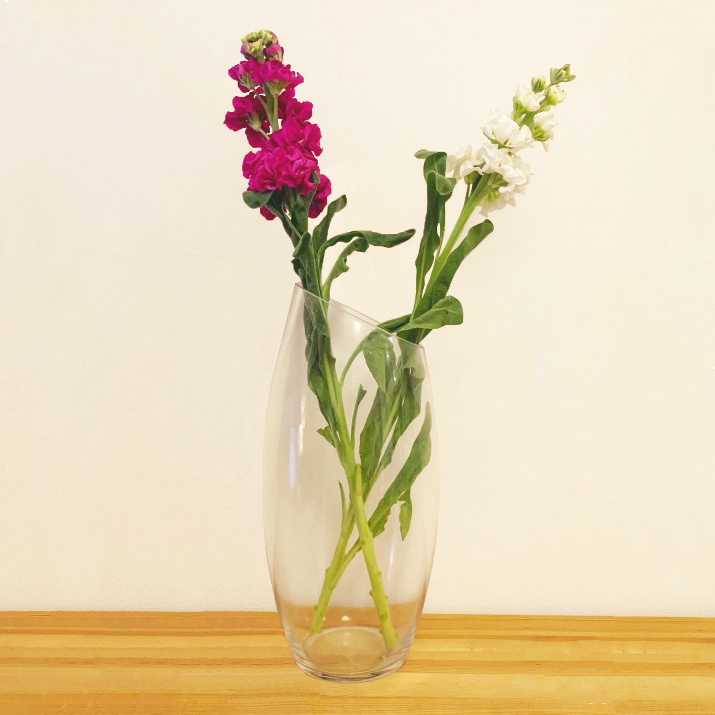 Oval Slant Cut Glass Vase 30x13cm