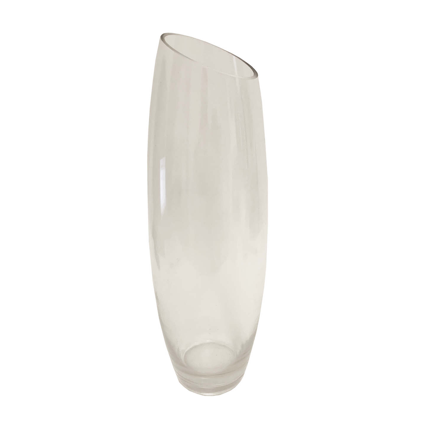 Oval Slant Cut Glass Vase 40x12cm