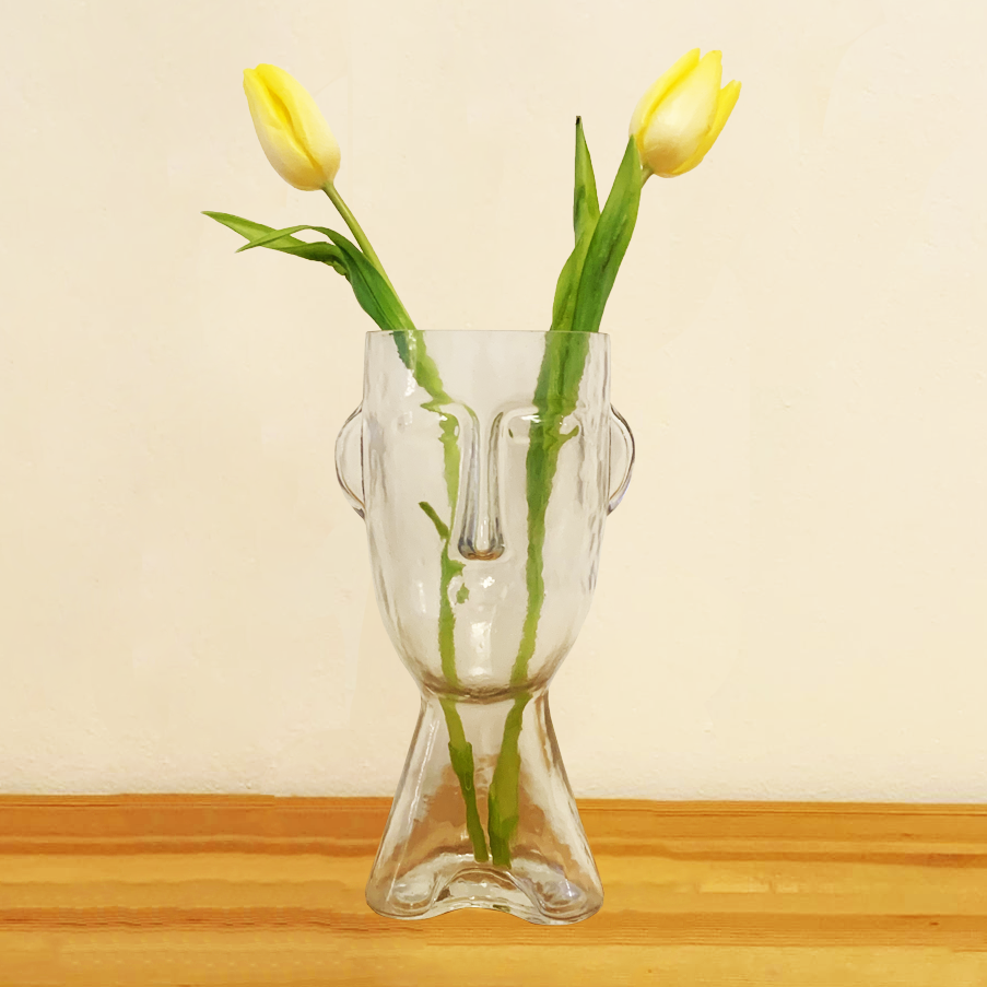 Glass Face Vase 25x10cm