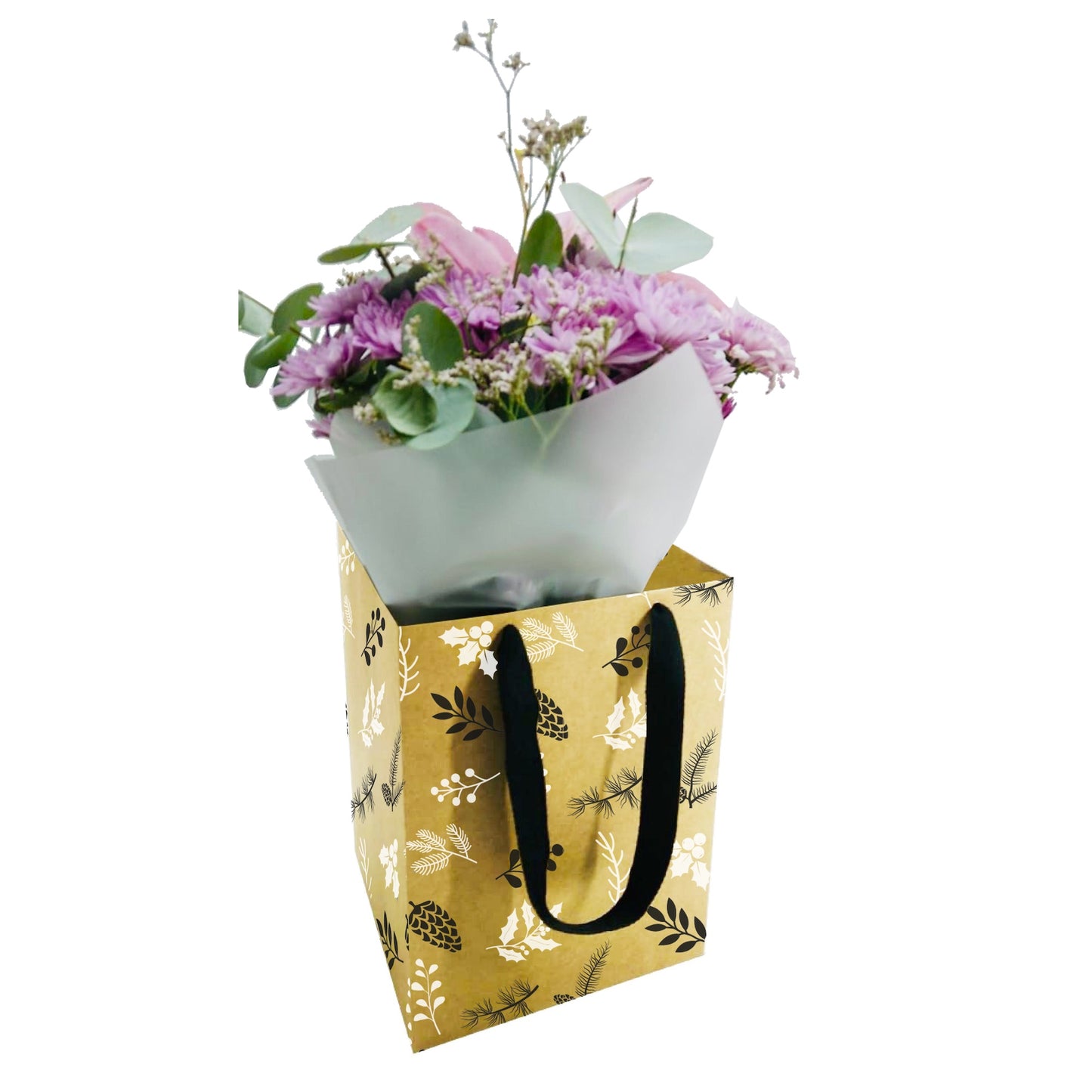Blumenstrauß-Box 1 – Tannenzapfen, Schwarzweiß (20er-Pack)