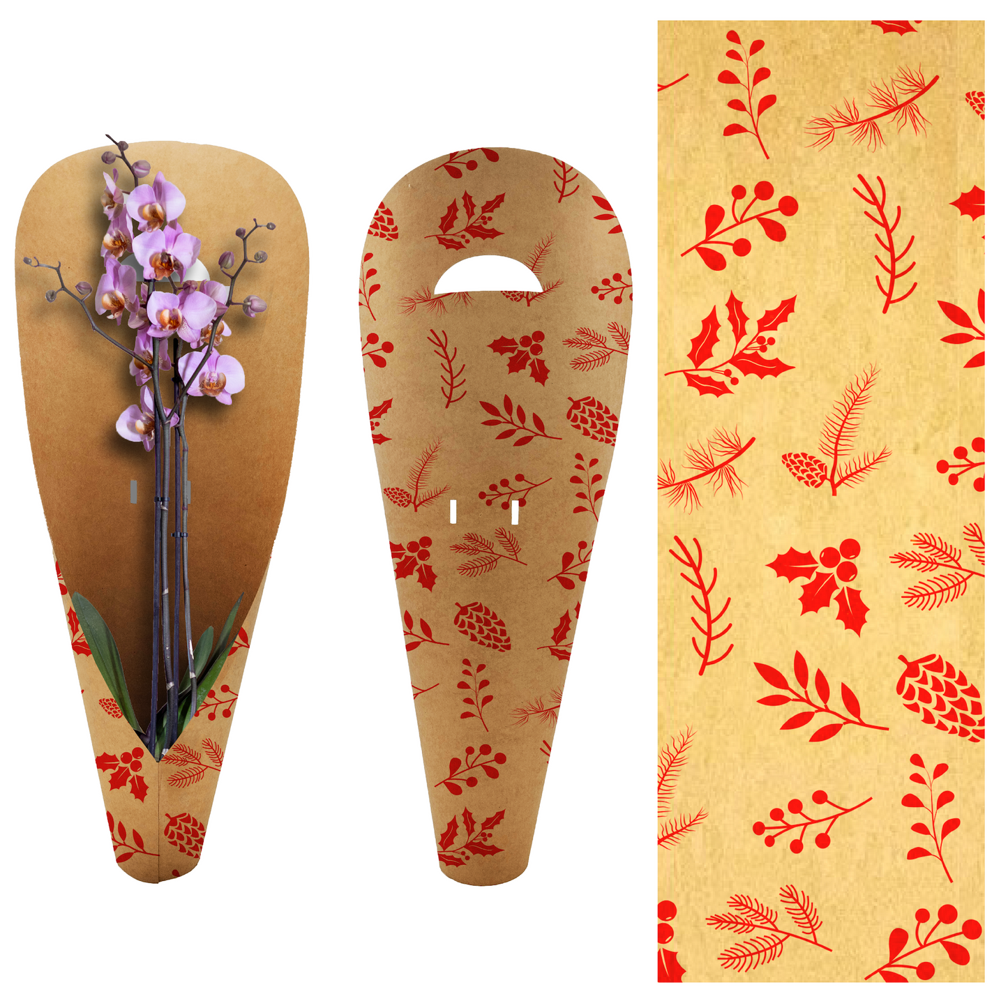 Orchideen-Tragetasche – Tannenzapfenrot (20er-Pack)