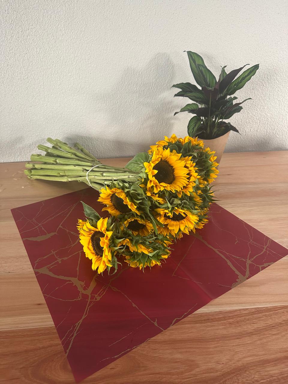 Cellophane Flower Wrap: Red & Gold Marble (Pack of 20)