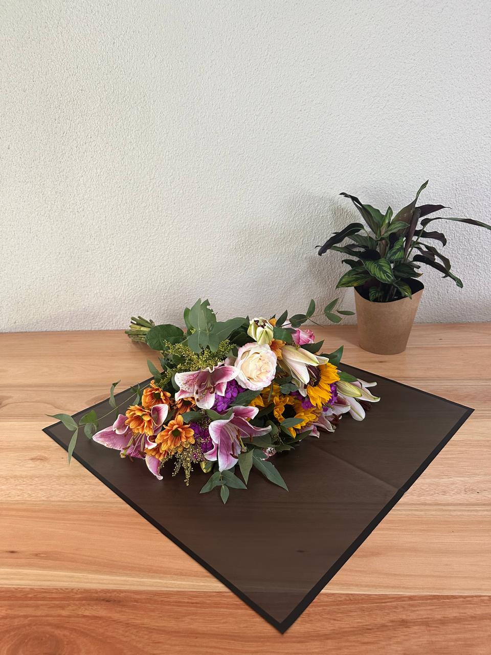 Cellophane Flower Wrap: Semi Transparent Black With Black Border (Pack of 20)