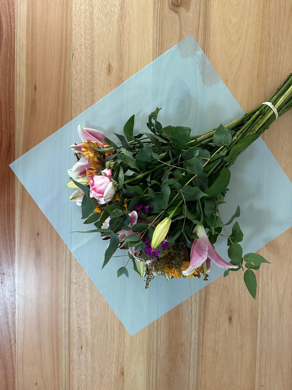 Emballage cellophane pour fleurs : bleu clair transparent (paquet de 20)